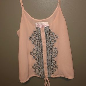 Blush cami with turquoise Aztec patterns
